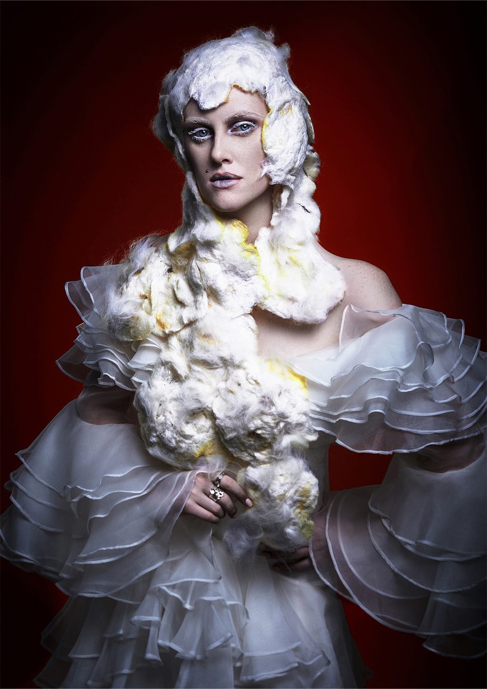 White Textured Sculptural Hairstyle – Ann Marie Young – Coven Collection